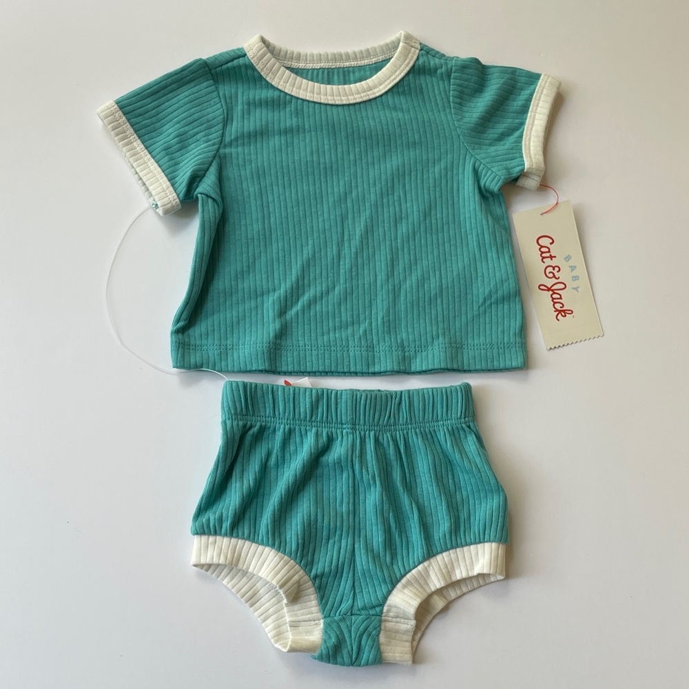 Cat & Jack Teal and Cream Newborn Set